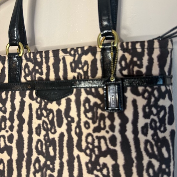 COACH Ocelot Leopard Animal Print Canvas Tote Bag Handbag Purse Tan Brown - Picture 3 of 10